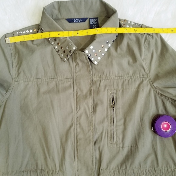 Life Style green military zippered jacket. Size PL - Picture 4 of 8